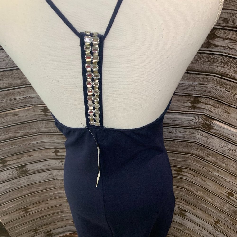 MONTEAU Navy Blue Sleeveless Halter Dress NWT - Picture 8 of 9